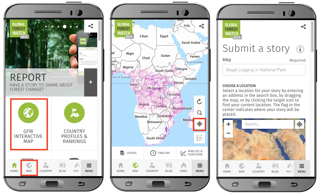 Global Forest Watch mobile in action.