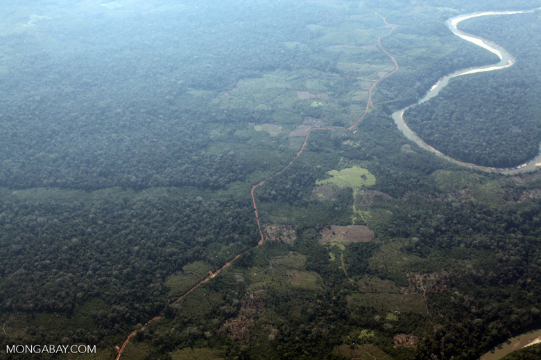 Deforestation along the Peru, Brazil border