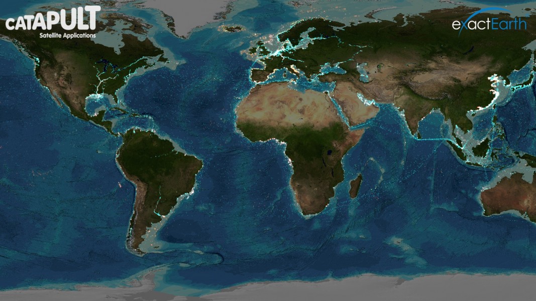 Eyes on the Seas' live global display of vessel activity overlaid with ocean seabed data. Photo credit: Pew.